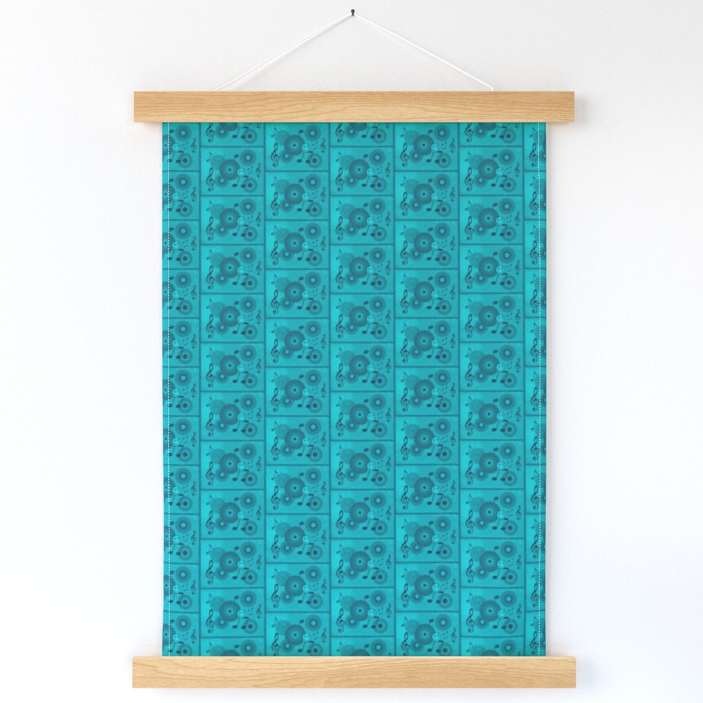 MDZ13 - Small -  Musical Daze Tiles in Turquoise and Aqua