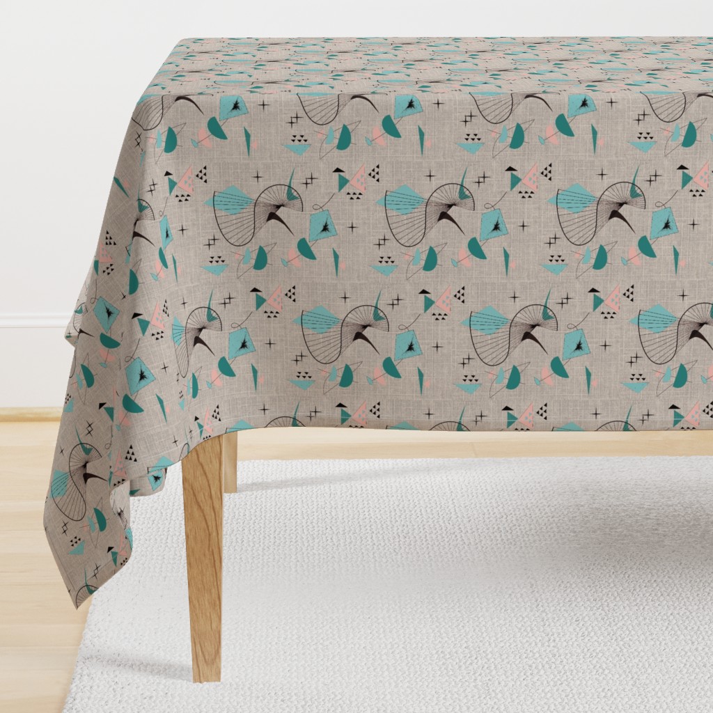 Mid Century Modern Retro Swirl turquoise