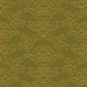 Gold Flourish Wallpaper with Gold Green Back