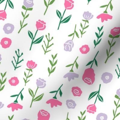 floral // cute minimal flowers garden fabric blooms botanical print white purple