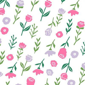 floral // cute minimal flowers garden fabric blooms botanical print white purple