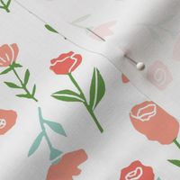 floral // cute minimal flowers garden fabric blooms botanical print white green