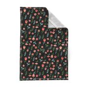 floral // cute minimal flowers garden fabric blooms botanical print black