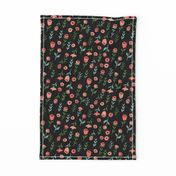 floral // cute minimal flowers garden fabric blooms botanical print black