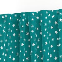 Christmas village playful stars teal