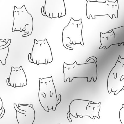 Fat white cats pattern. Cute kitty design. Scale changes available