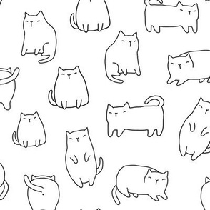 Fat white cats pattern. Cute kitty design. Scale changes available