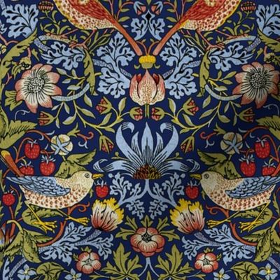 William Morris ~ Strawberry Thief ~ Bright Blue ~ Medium