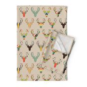 retro deer head linen