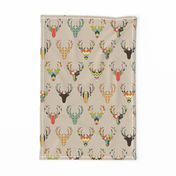 retro deer head linen