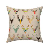 retro deer head linen