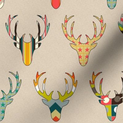 retro deer head linen