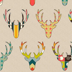 retro deer head linen