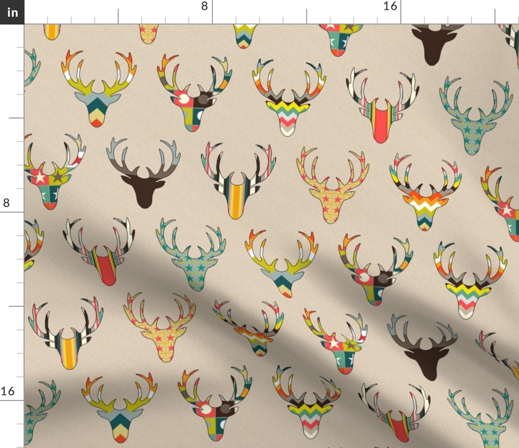 retro deer head linen