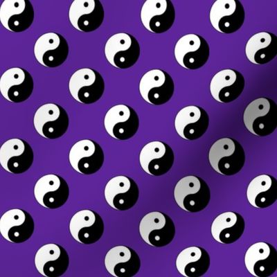 One Inch Black and White Yin Yang Symbols on Purple