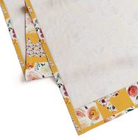 Floral Animal Silhouettes Quilt 6" squares MUSTARD