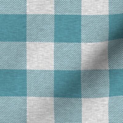 1.75” Teal And Light Grey Textured Buffalo Plaid