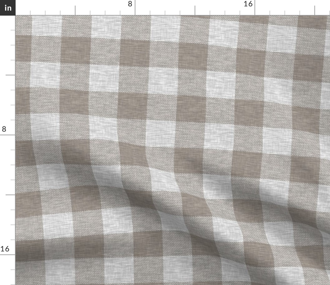 1.75” textured Plaid - Light Grey and Taupe