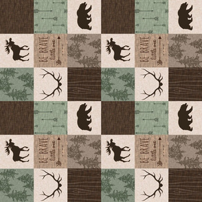 3” Be Brave Quilt - Green and Brown - Rotated