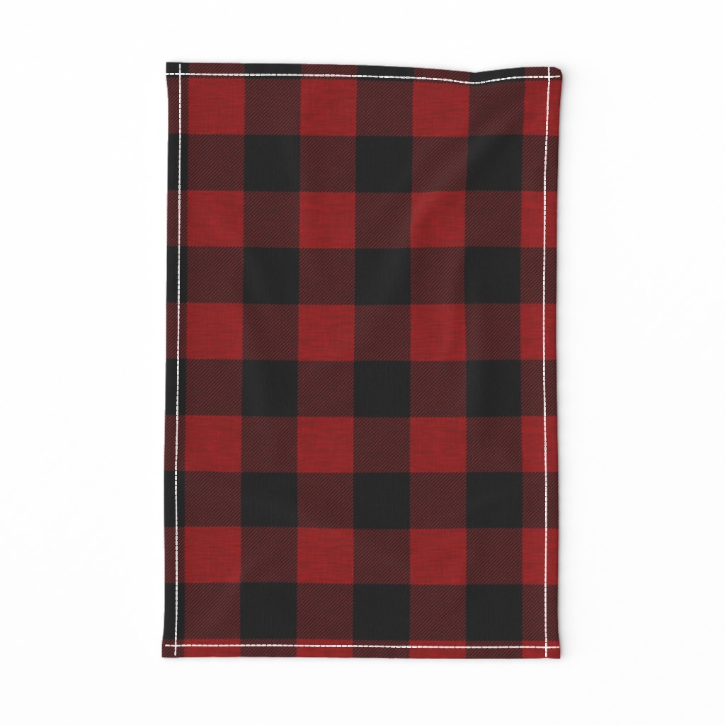 2” textured plaid - red and black