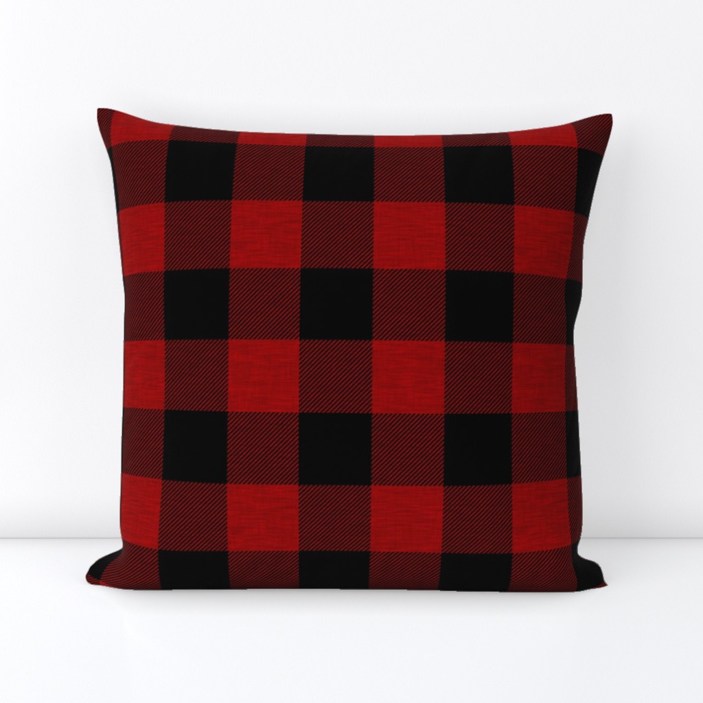 2” textured plaid - red and black