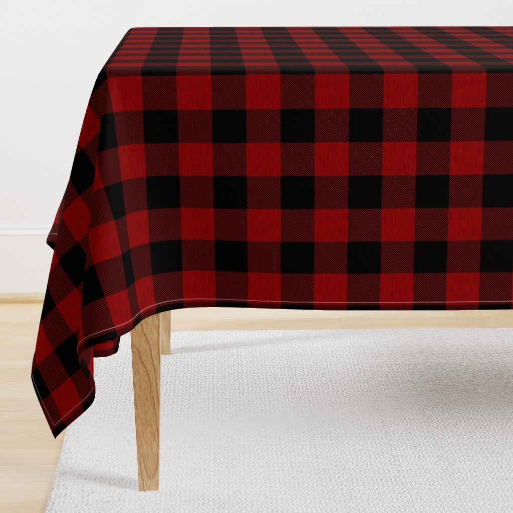 2” textured plaid - red and black