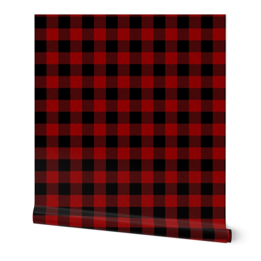 2” textured plaid - red and black