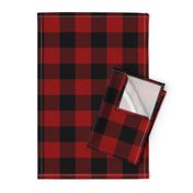 2” textured plaid - red and black