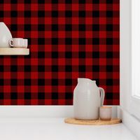 2” textured plaid - red and black