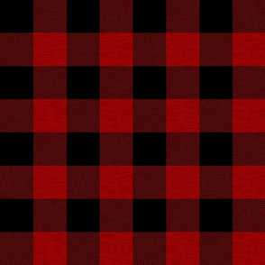 2” textured plaid - red and black