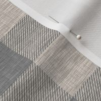 2” Textured Plaid - Beige and Dark Grey - Buffalo Plaid