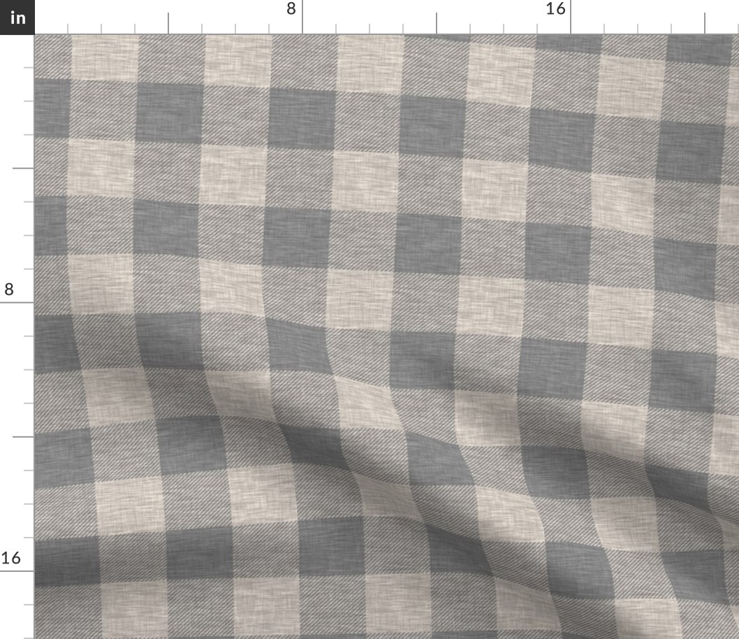 2” Textured Plaid - Beige and Dark Grey - Buffalo Plaid