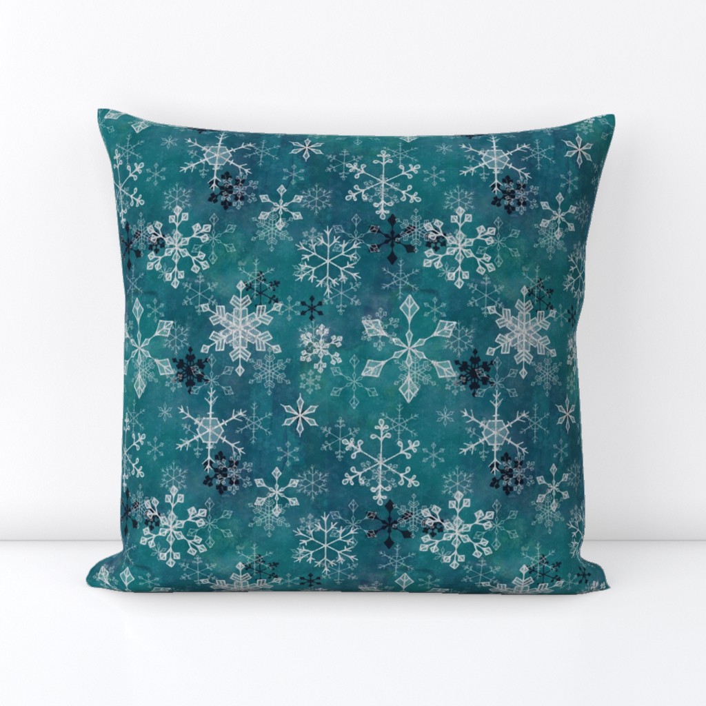 Snowflake crystals in turquoise