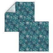 Snowflake crystals in turquoise