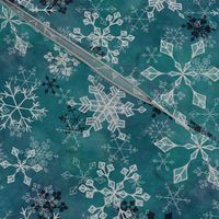 Snowflake crystals in turquoise