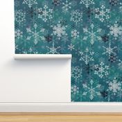 Snowflake crystals in turquoise