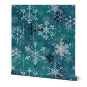 Snowflake crystals in turquoise