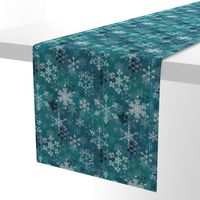 Snowflake crystals in turquoise