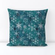 Snowflake crystals in turquoise