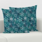 Snowflake crystals in turquoise