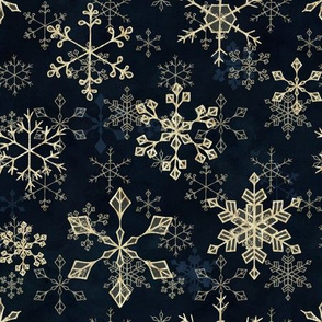 Snowflake crystals in gold