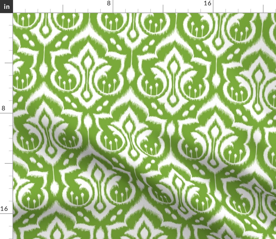 Ikat Damask - Mistletoe Green