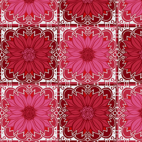 Ruby poinsettas // floral giftwrap xmas holiday christmas fabric 