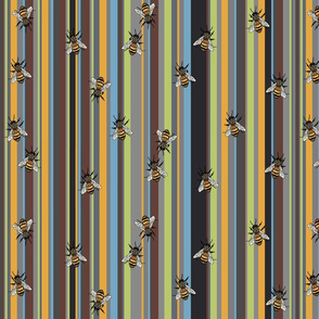 Bees on grey stripe