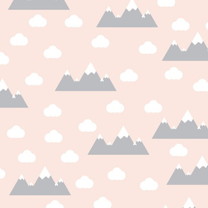 Light Pink Clouds and Mountains