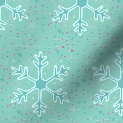 teal snowflakes // winter giftwrap xmas holiday christmas fabric 