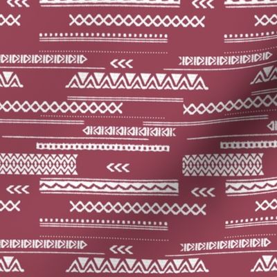 Modern aztec ethnic tribal patchwork indian summer abstract fabric maroon SMALL