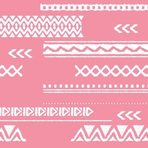 Modern aztec ethnic tribal patchwork indian summer abstract fabric monochrome pink Large