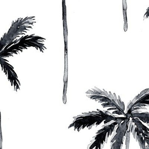 (jumbo scale) palm trees - watercolor black and coral