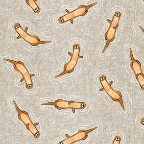 (small scale) otters swimming - beige